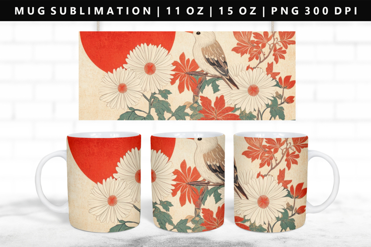 Hanafuda 11oz, 15oz Mug Sublimation | Mug Wrap PNG