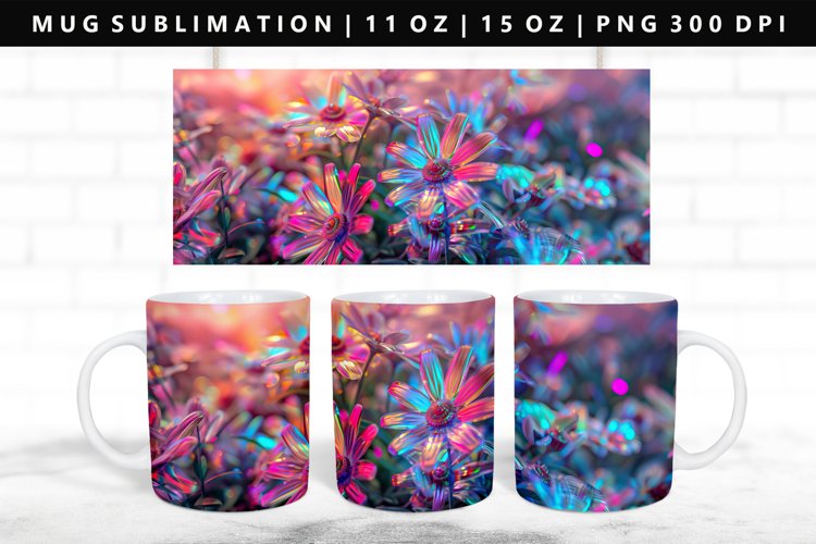 Flower 11oz, 15oz Mug Sublimation | Mug Wrap PNG