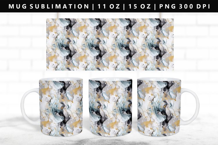 Alcohol Ink 11oz, 15oz Mug Sublimation | Mug Wrap PNG example image 1