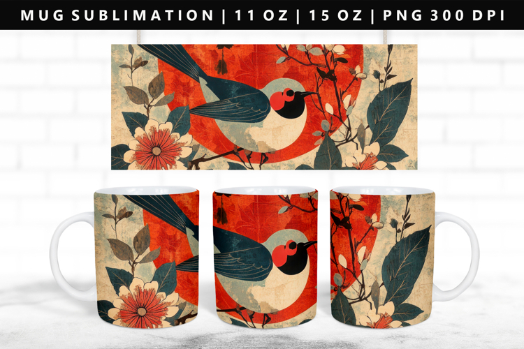 Hanafuda 11oz, 15oz Mug Sublimation | Mug Wrap PNG