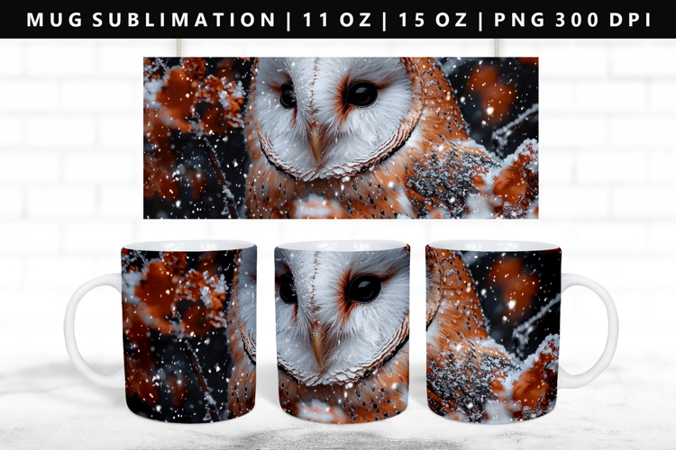 Owl 11oz, 15oz Mug Sublimation | Mug Wrap PNG