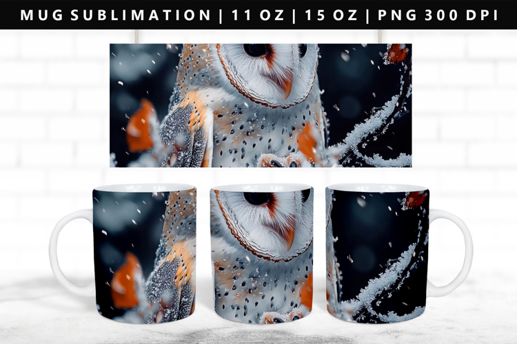 Owl 11oz, 15oz Mug Sublimation | Mug Wrap PNG