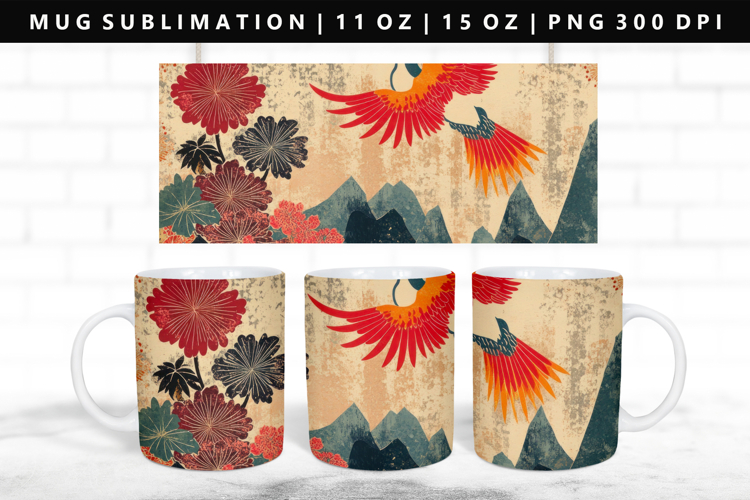 Hanafuda 11oz, 15oz Mug Sublimation | Mug Wrap PNG