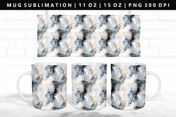 Alcohol Ink 11oz, 15oz Mug Sublimation | Mug Wrap PNG example image 1