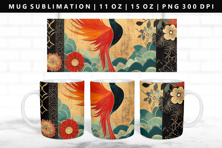 Hanafuda 11oz, 15oz Mug Sublimation | Mug Wrap PNG