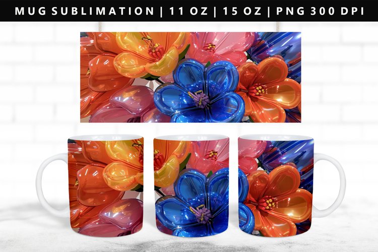 Flower 11oz, 15oz Mug Sublimation | Mug Wrap PNG