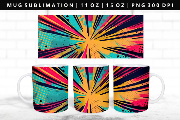 Retro Pop Art 11oz, 15oz Mug Sublimation | Mug Wrap PNG