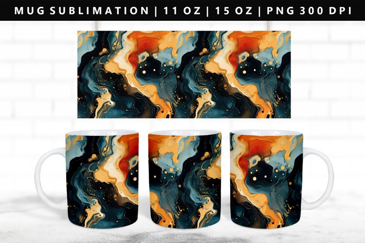 Alcohol Ink 11oz, 15oz Mug Sublimation | Mug Wrap PNG example image 1