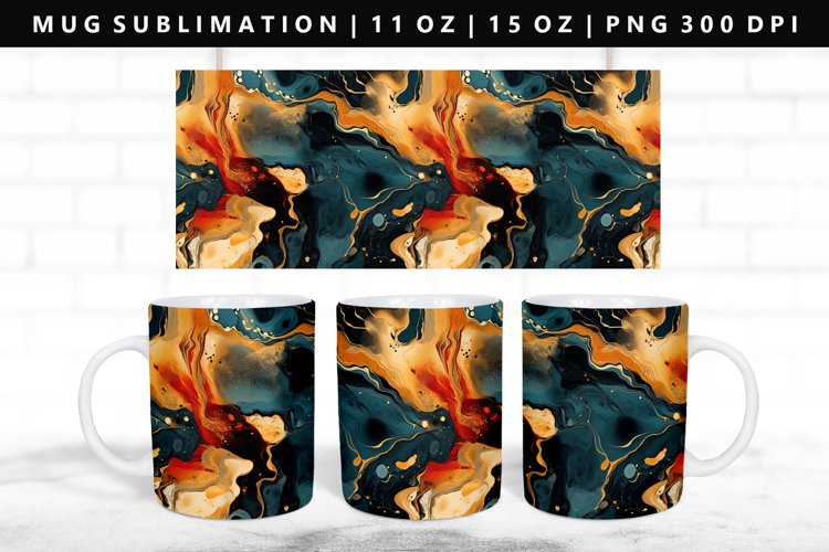 Alcohol Ink 11oz, 15oz Mug Sublimation | Mug Wrap PNG