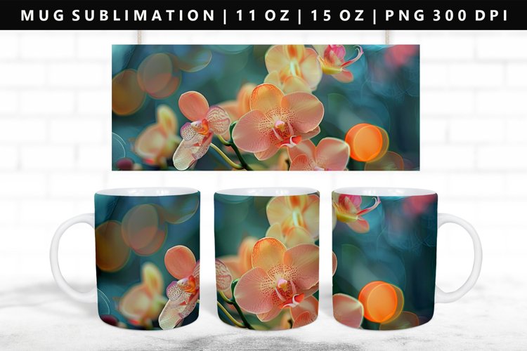 Flower 11oz, 15oz Mug Sublimation | Mug Wrap PNG example image 1