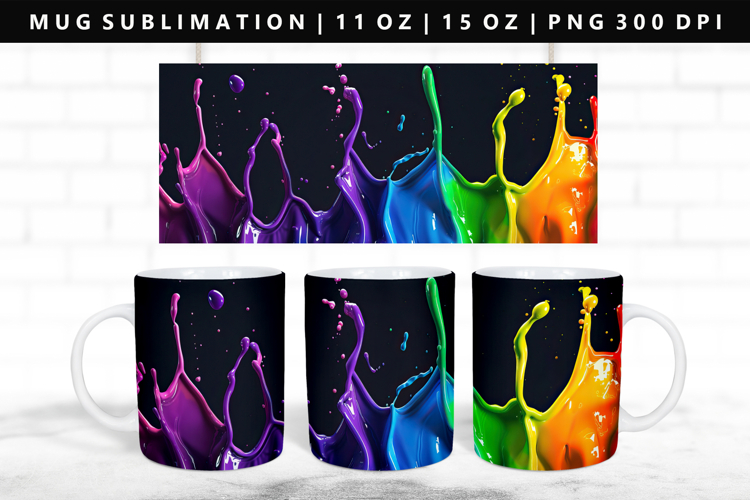 Rainbow 11oz, 15oz Mug Sublimation | Mug Wrap PNG