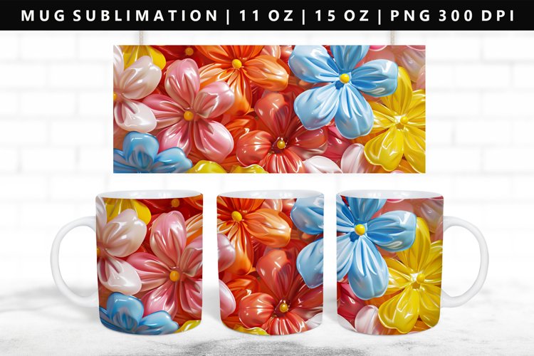 Flower 11oz, 15oz Mug Sublimation | Mug Wrap PNG