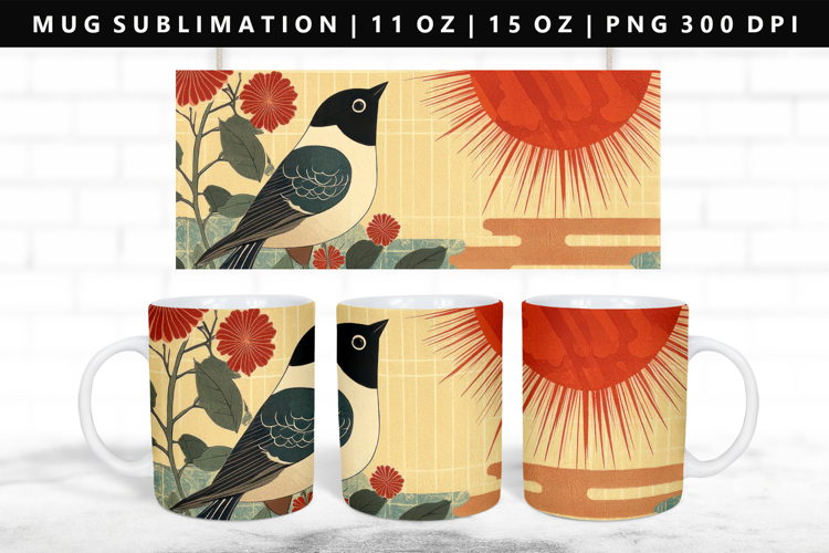Hanafuda 11oz, 15oz Mug Sublimation | Mug Wrap PNG