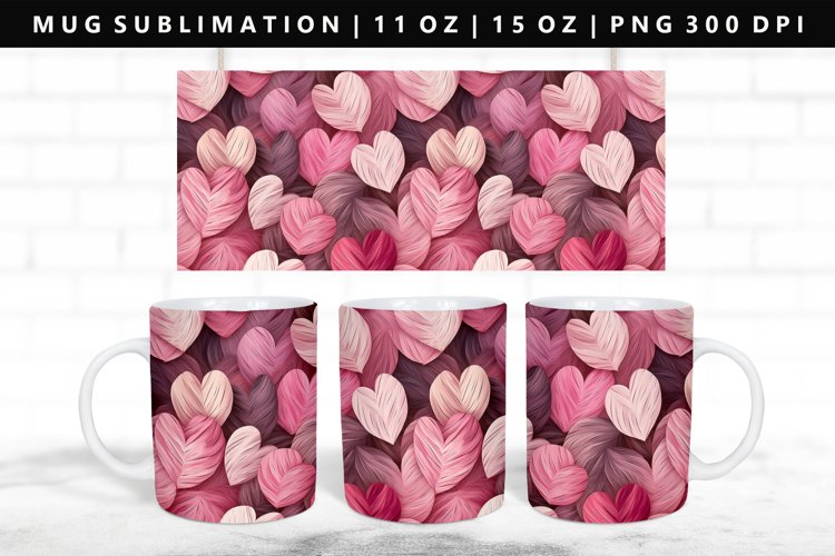 Heart 11oz, 15oz Mug Sublimation | Mug Wrap PNG