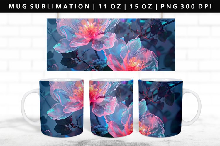 Flower 11oz, 15oz Mug Sublimation | Mug Wrap PNG