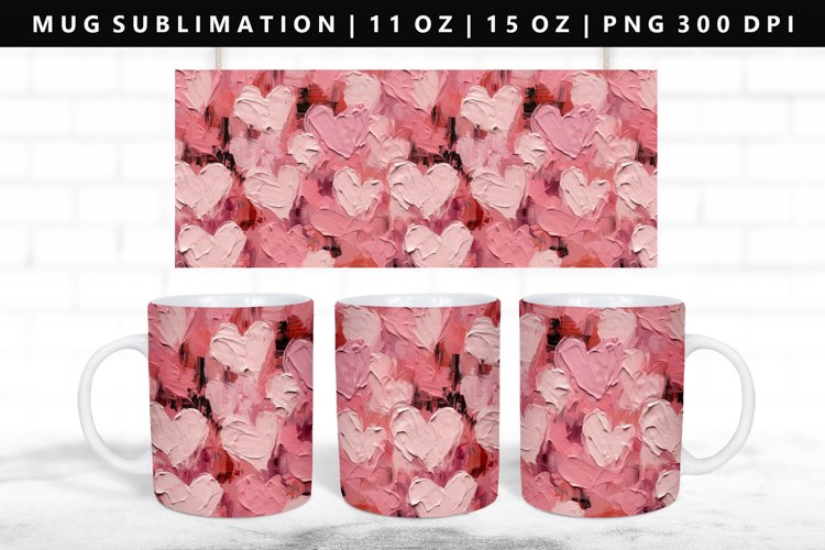 Heart 11oz, 15oz Mug Sublimation | Mug Wrap PNG