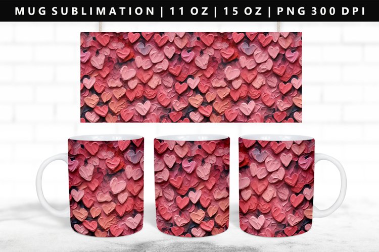 Heart 11oz, 15oz Mug Sublimation | Mug Wrap PNG