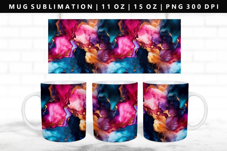Alcohol Ink 11oz, 15oz Mug Sublimation | Mug Wrap PNG