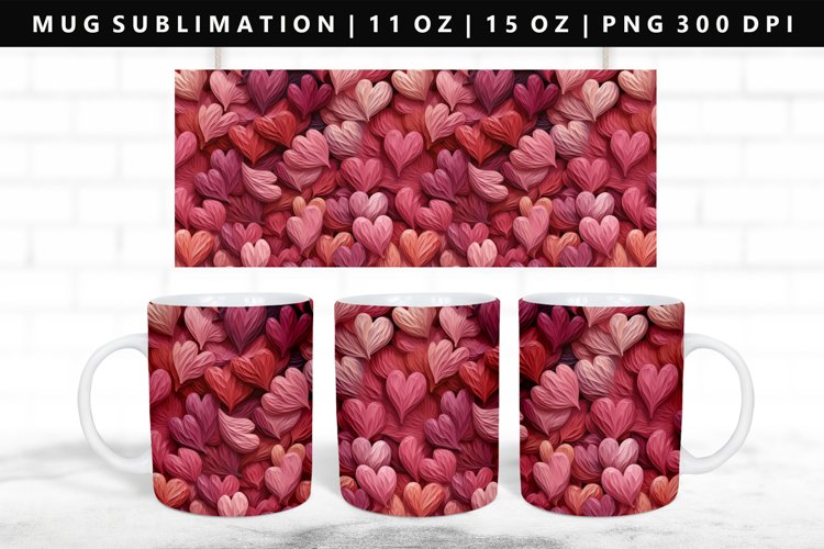 Heart 11oz, 15oz Mug Sublimation | Mug Wrap PNG