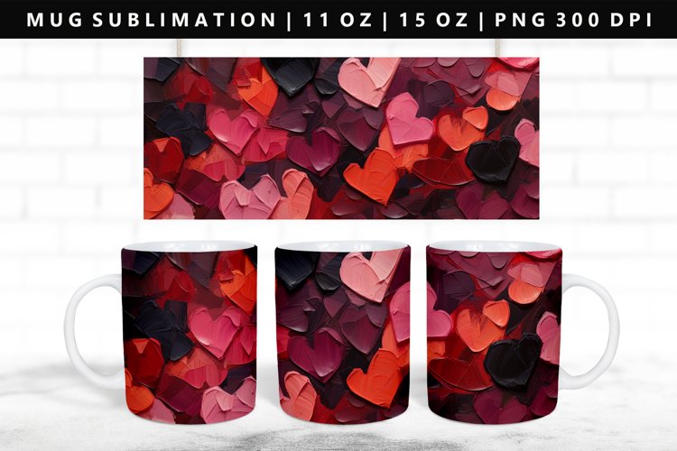 Heart 11oz, 15oz Mug Sublimation | Mug Wrap PNG