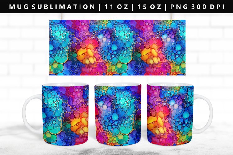 Alcohol Ink 11oz, 15oz Mug Sublimation | Mug Wrap PNG