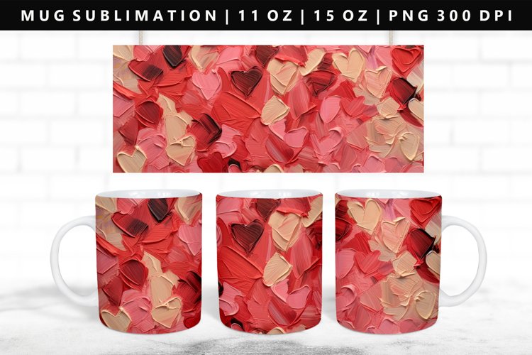 Heart 11oz, 15oz Mug Sublimation | Mug Wrap PNG