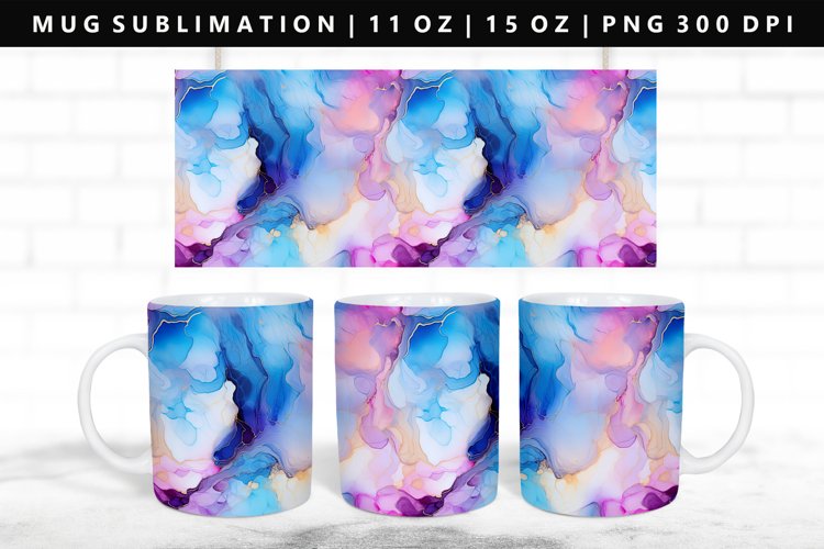 Alcohol Ink 11oz, 15oz Mug Sublimation | Mug Wrap PNG