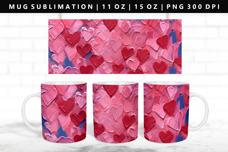 Heart 11oz, 15oz Mug Sublimation | Mug Wrap PNG