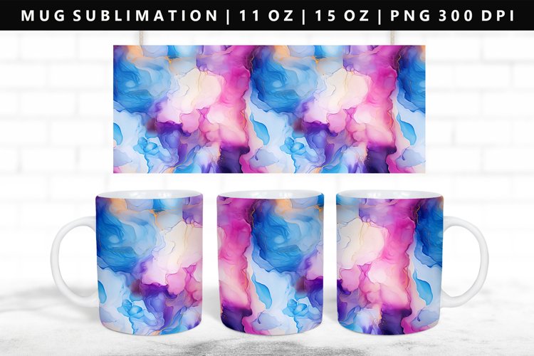 Alcohol Ink 11oz, 15oz Mug Sublimation | Mug Wrap PNG