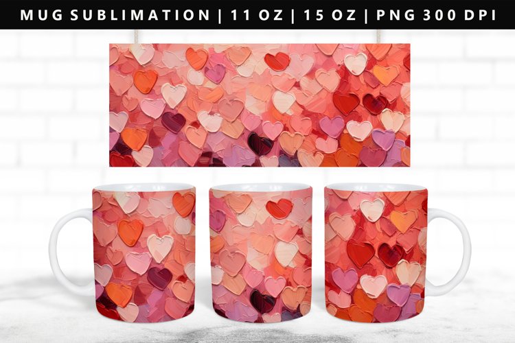 Heart 11oz, 15oz Mug Sublimation | Mug Wrap PNG