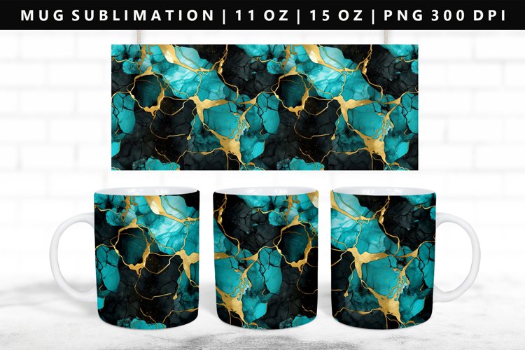 Alcohol Ink 11oz, 15oz Mug Sublimation | Mug Wrap PNG example image 1