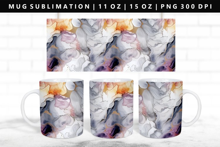 Alcohol Ink 11oz, 15oz Mug Sublimation | Mug Wrap PNG