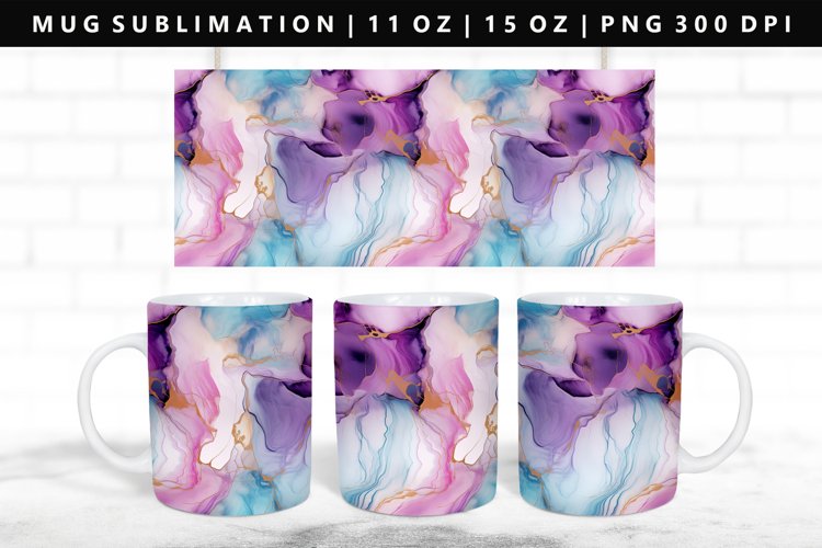 Alcohol Ink 11oz, 15oz Mug Sublimation | Mug Wrap PNG