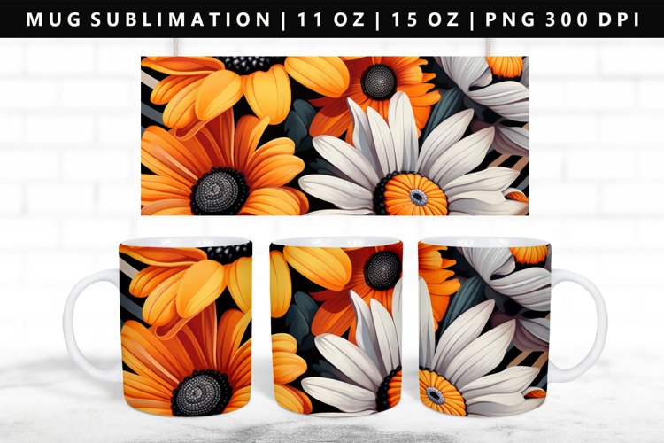 Flower 11oz, 15oz Mug Sublimation | Mug Wrap PNG