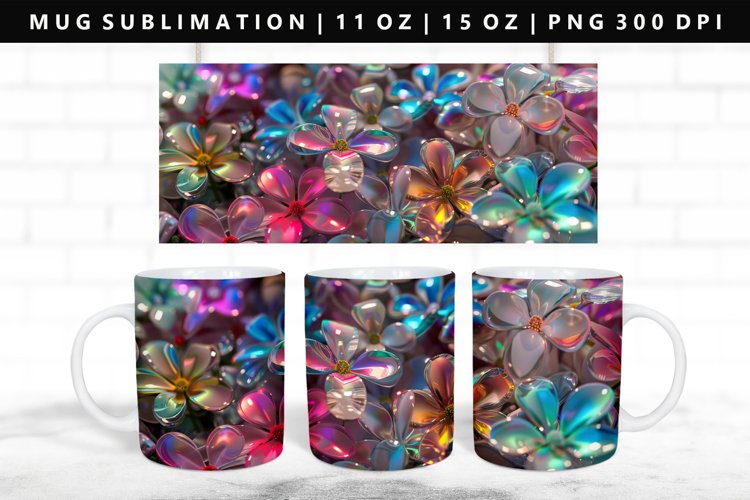 Flower 11oz, 15oz Mug Sublimation | Mug Wrap PNG