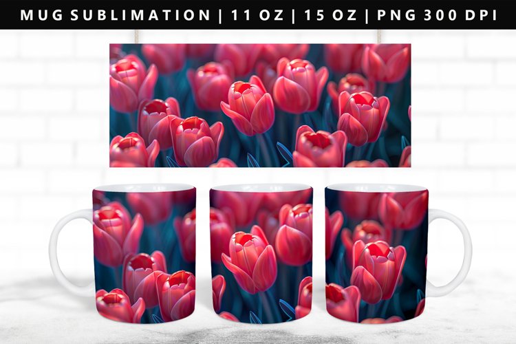 Flower 11oz, 15oz Mug Sublimation | Mug Wrap PNG