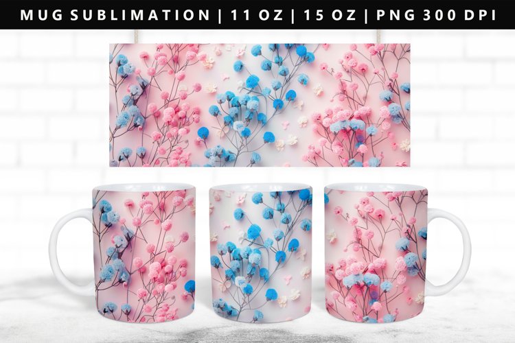 Flower 11oz, 15oz Mug Sublimation | Mug Wrap PNG