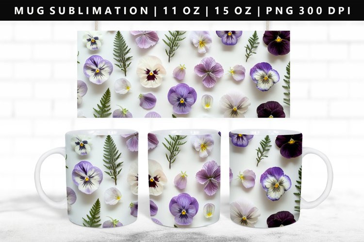 Flower 11oz, 15oz Mug Sublimation | Mug Wrap PNG