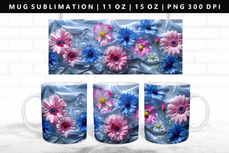 Flower 11oz, 15oz Mug Sublimation | Mug Wrap PNG