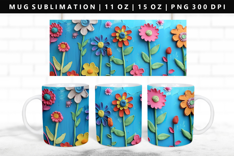 Flower 11oz, 15oz Mug Sublimation | Mug Wrap PNG