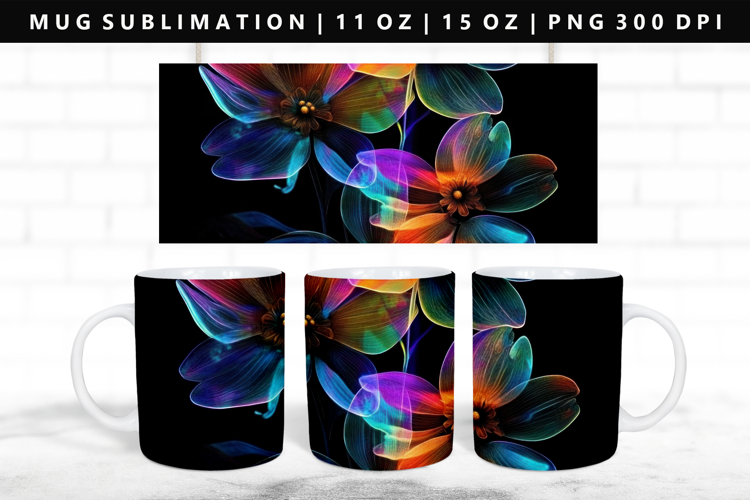 Flower 11oz, 15oz Mug Sublimation | Mug Wrap PNG