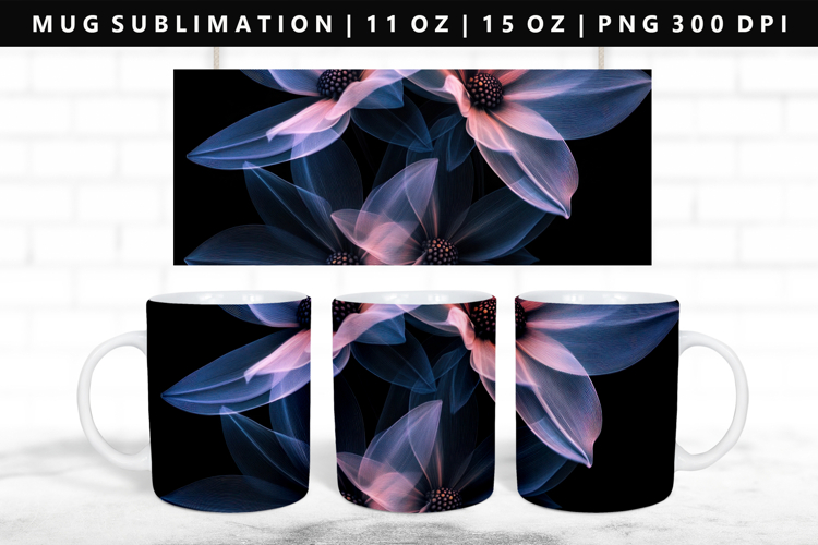 Flower 11oz, 15oz Mug Sublimation | Mug Wrap PNG