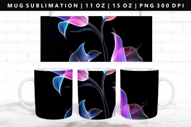 Flower 11oz, 15oz Mug Sublimation | Mug Wrap PNG