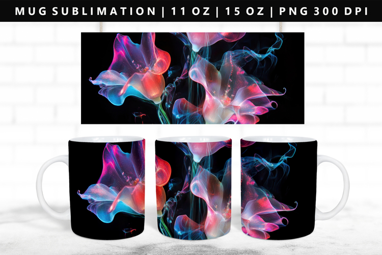 Flower 11oz, 15oz Mug Sublimation | Mug Wrap PNG