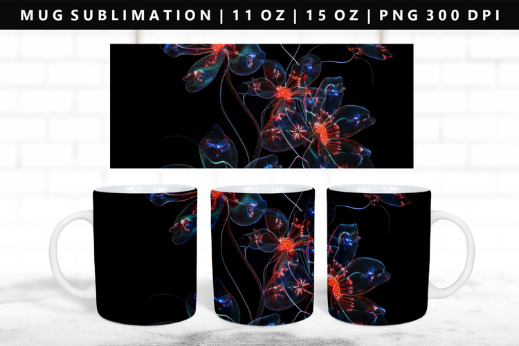 Flower 11oz, 15oz Mug Sublimation | Mug Wrap PNG