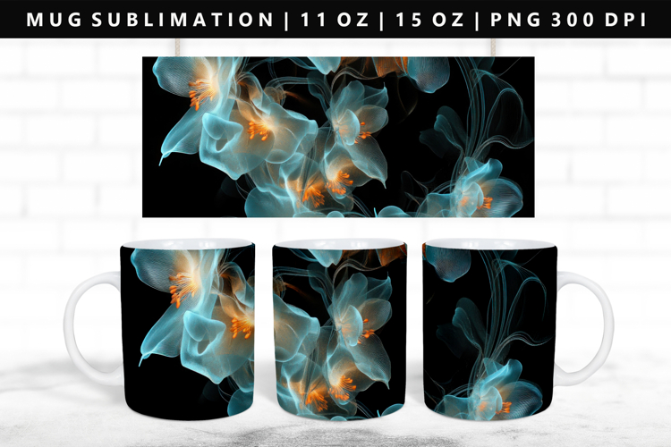 Flower 11oz, 15oz Mug Sublimation | Mug Wrap PNG