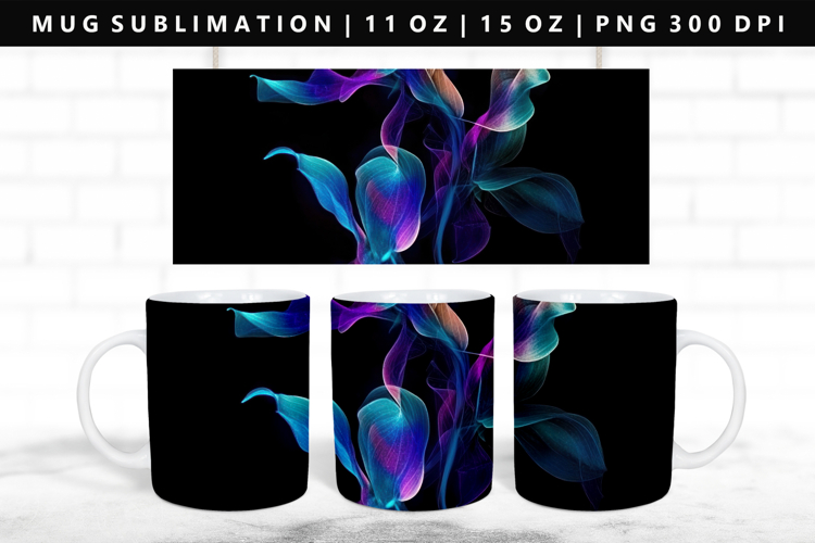 Flower 11oz, 15oz Mug Sublimation | Mug Wrap PNG