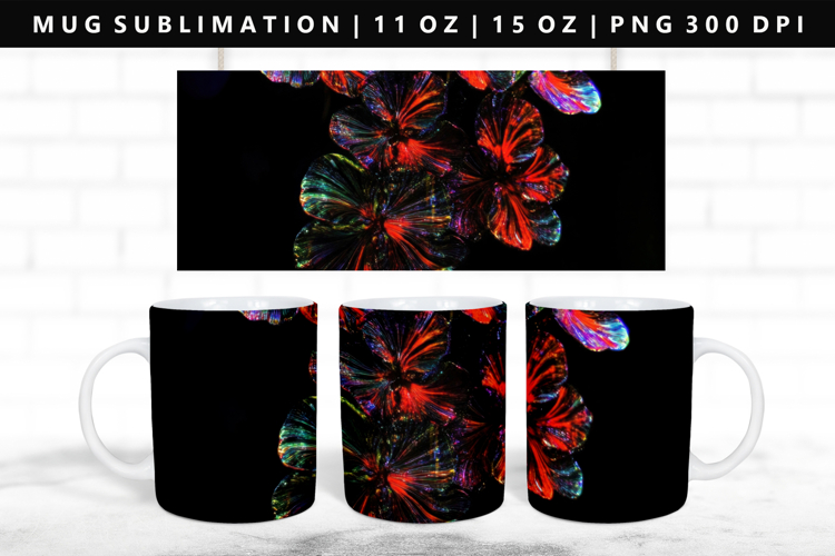 Flower 11oz, 15oz Mug Sublimation | Mug Wrap PNG