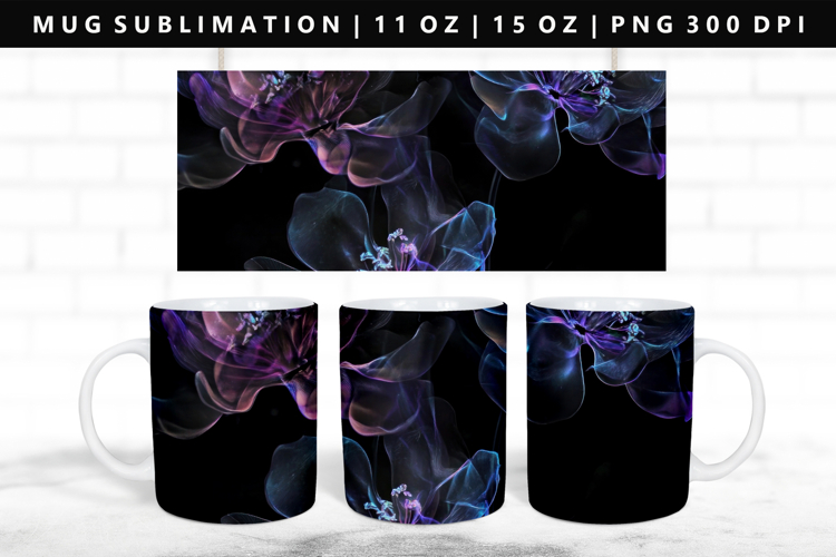 Flower 11oz, 15oz Mug Sublimation | Mug Wrap PNG