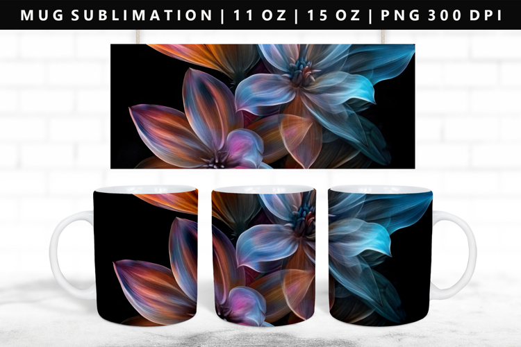Flower 11oz, 15oz Mug Sublimation | Mug Wrap PNG